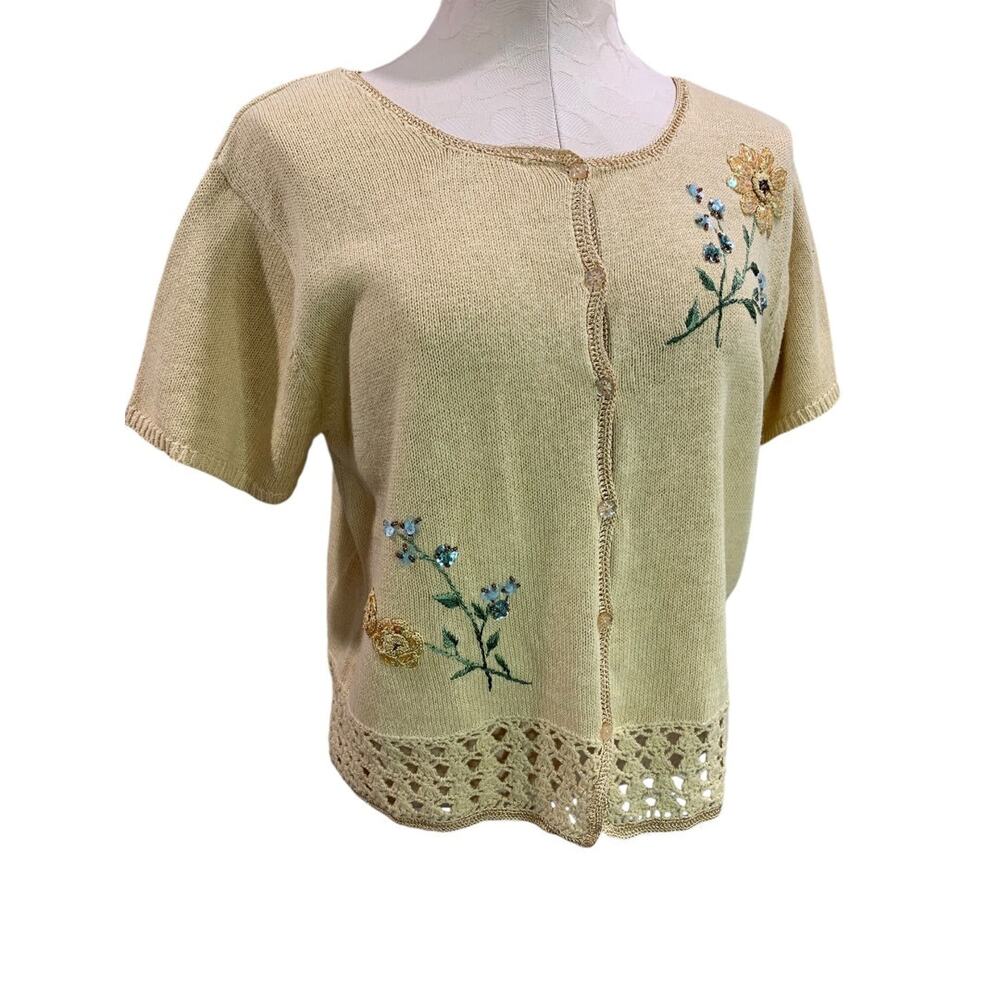 Size 12 R&K‎ Originals Vintage 1990s Womens Short Sleeve Cardigan Sweater